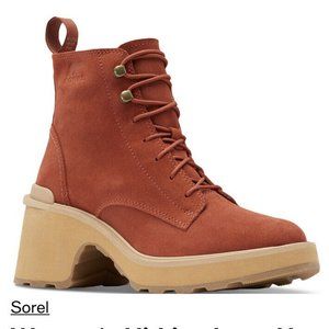 SOREL Women's Hi-Line Lace-Up Lug Combat Boots - US Size 6 1/2 - Warp Red - #893